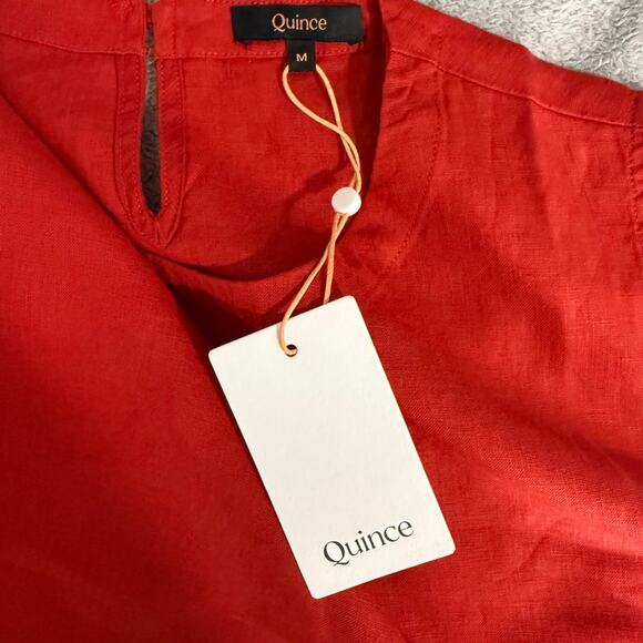 Quincee 100% European Linen Tank, Red, M - Picture 5 of 5